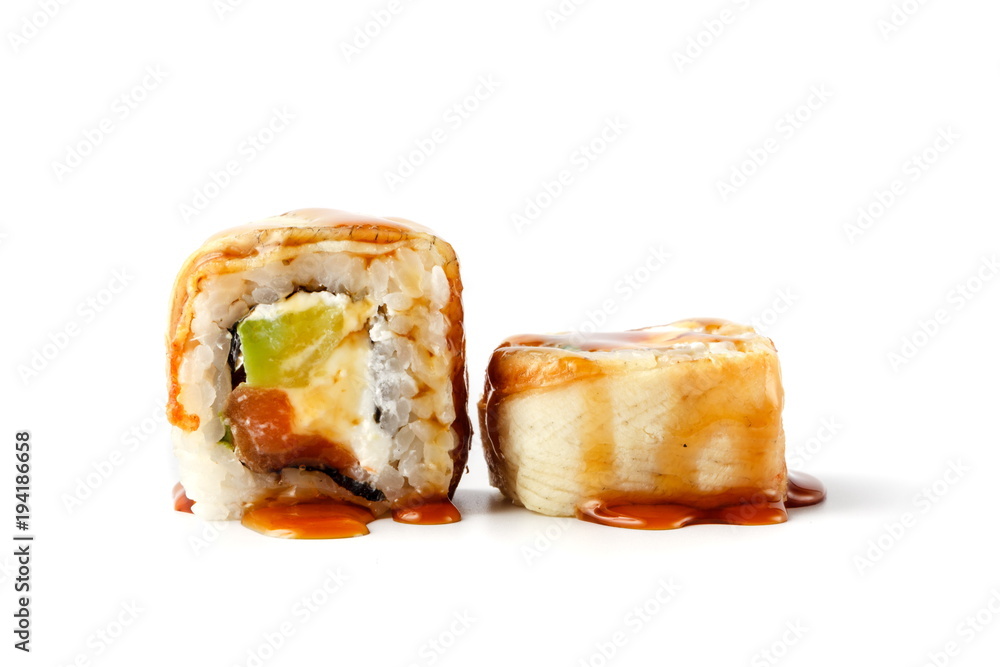 Sushi rolls isolate on white Sushi rolls isolate on white