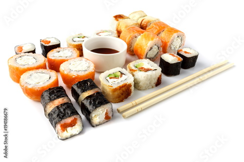 Sushi rolls isolate on white