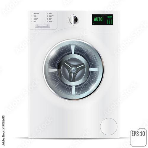 Washing machine on white isolated background. 3d