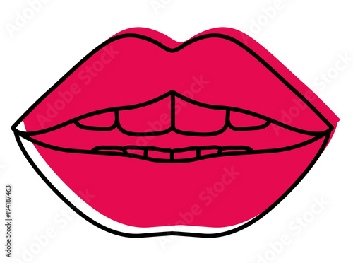 sensuality lips with teeth vector illustration design