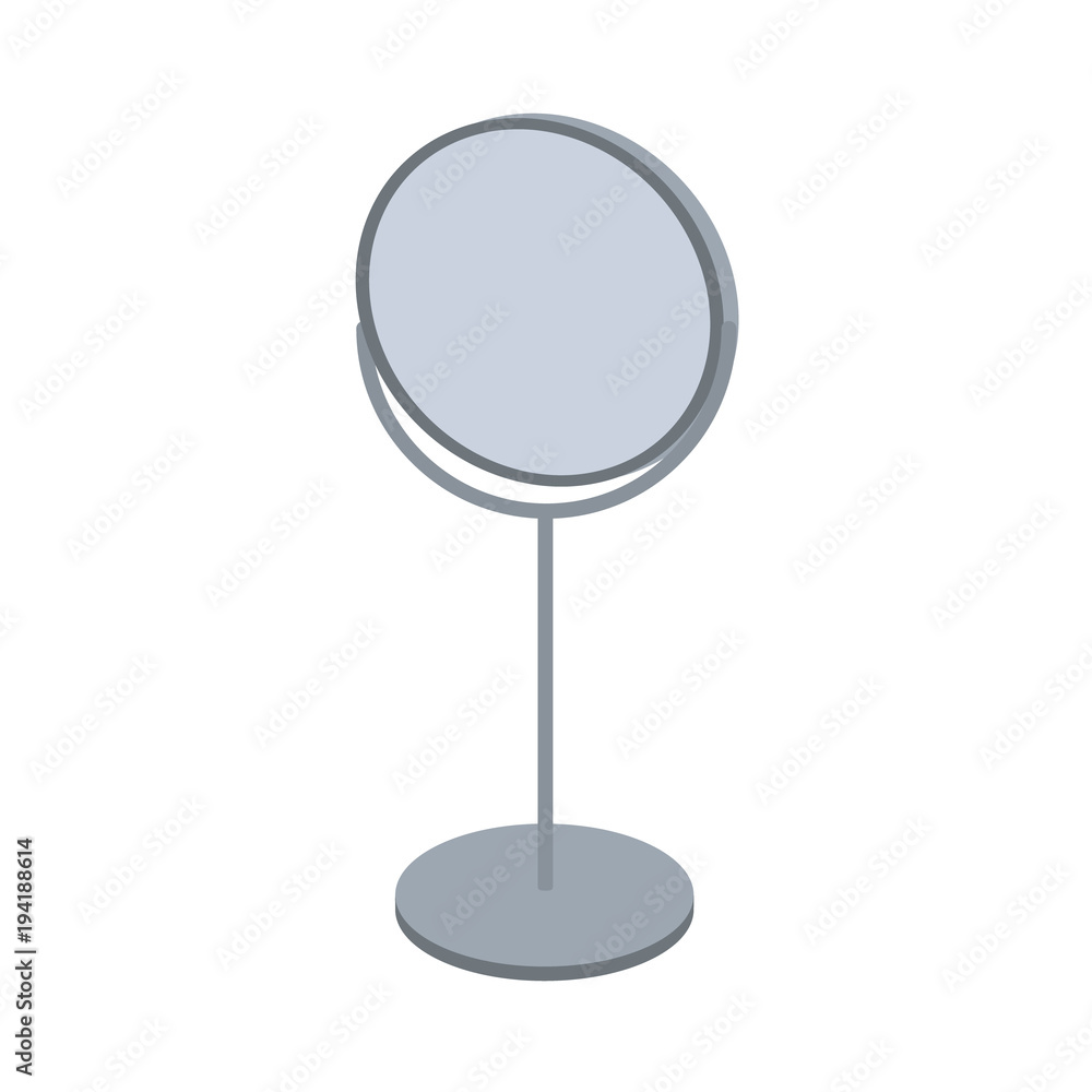 Round table mirror for makeup on white background. Isolated vector illustration. Round table mirror for makeup on white background. Isolated vector illustration.