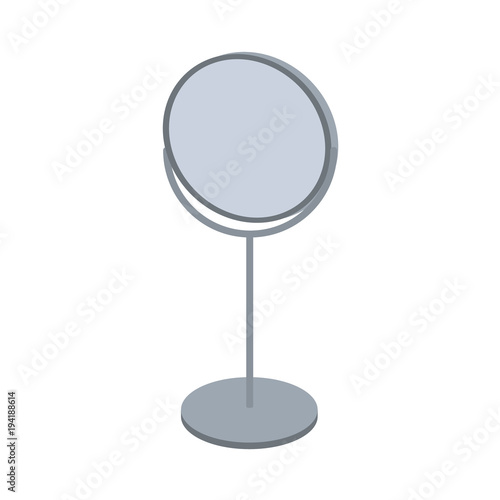 Round table mirror for makeup on white background. Isolated vector illustration.