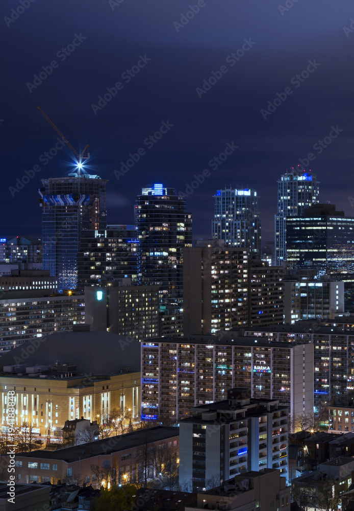 Night view of downtown Toronto, Ontario, Canada. 