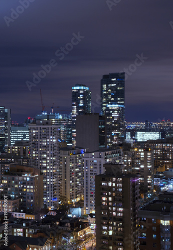 Night view of downtown Toronto  Ontario  Canada. 