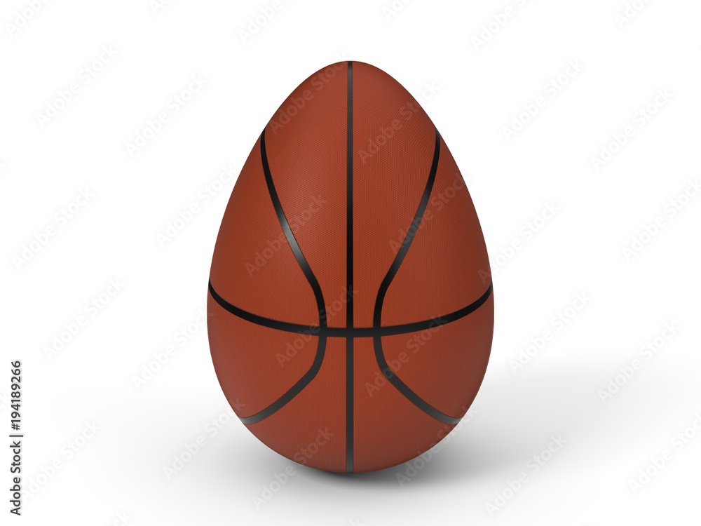 basketball ball as easter egg. easter concept with sport theme. 3d illustration.