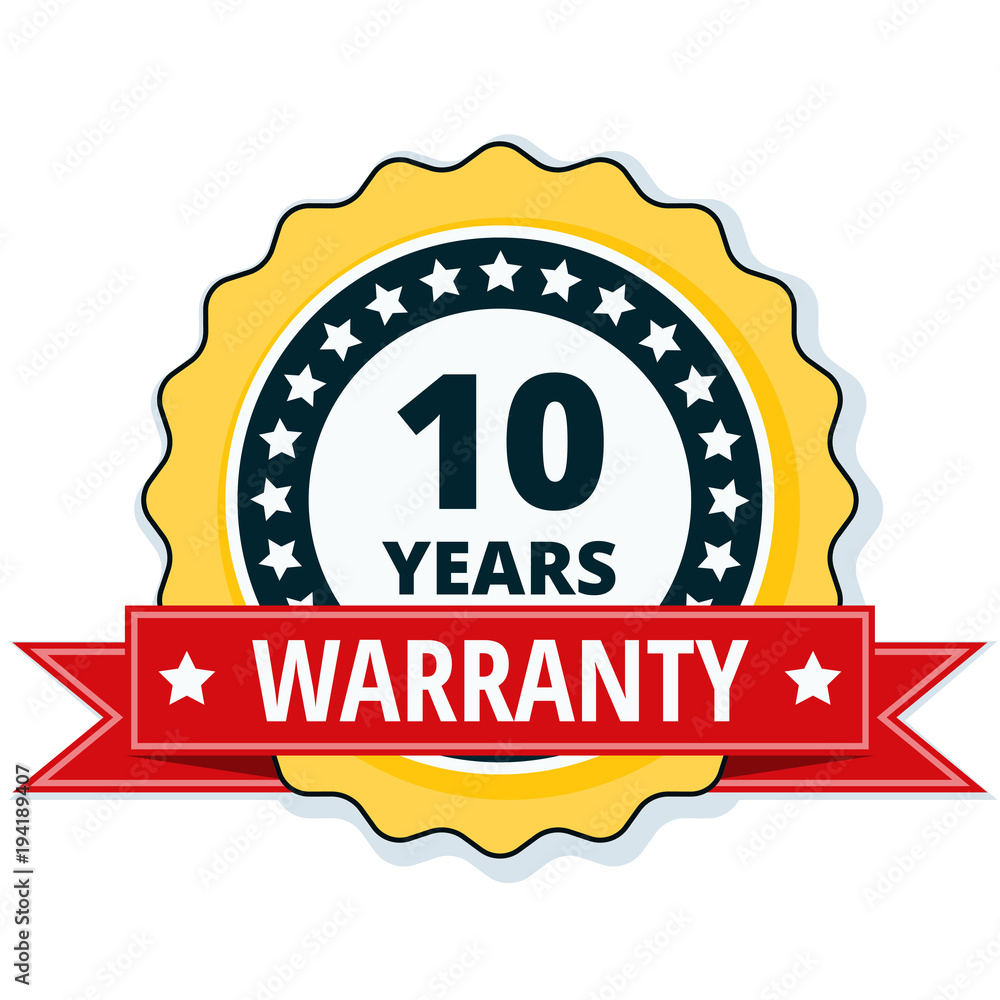 10 Year Warranty Label illustration 10 Year Warranty Label illustration