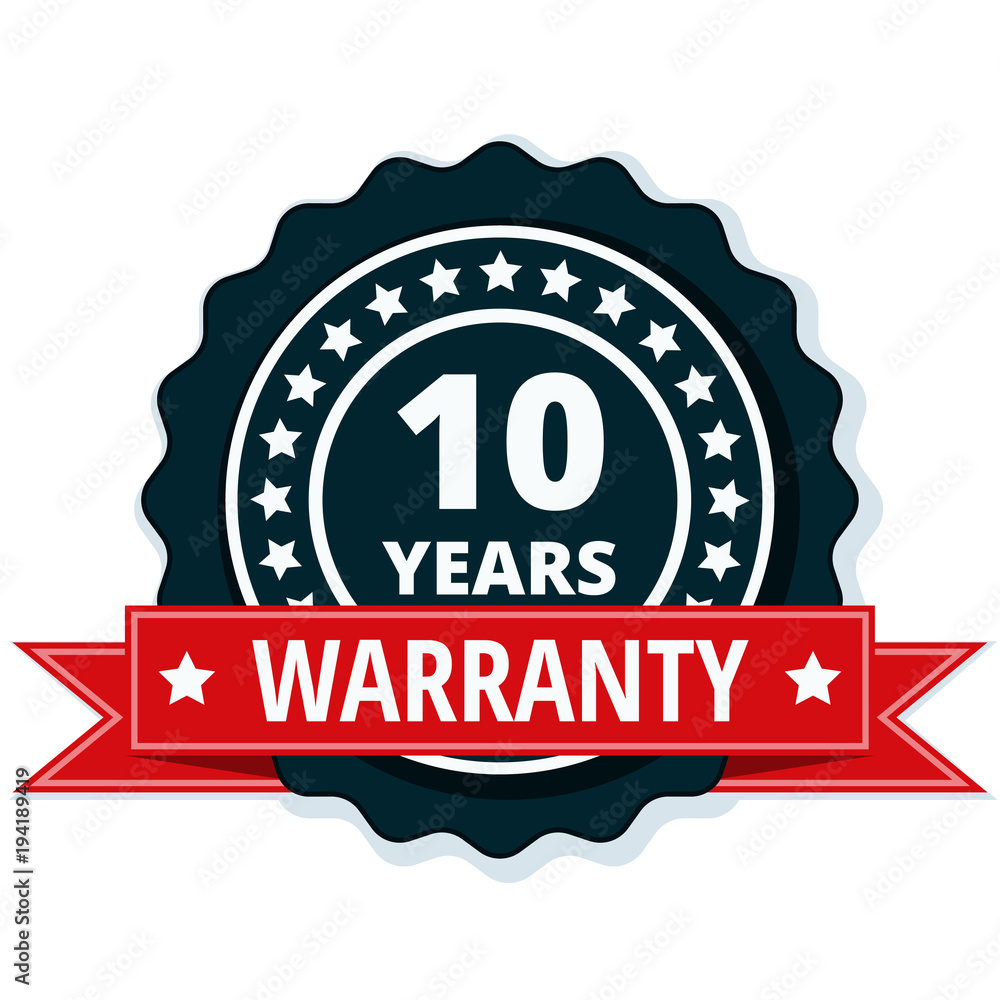 10 Year Warranty Label illustration 10 Year Warranty Label illustration