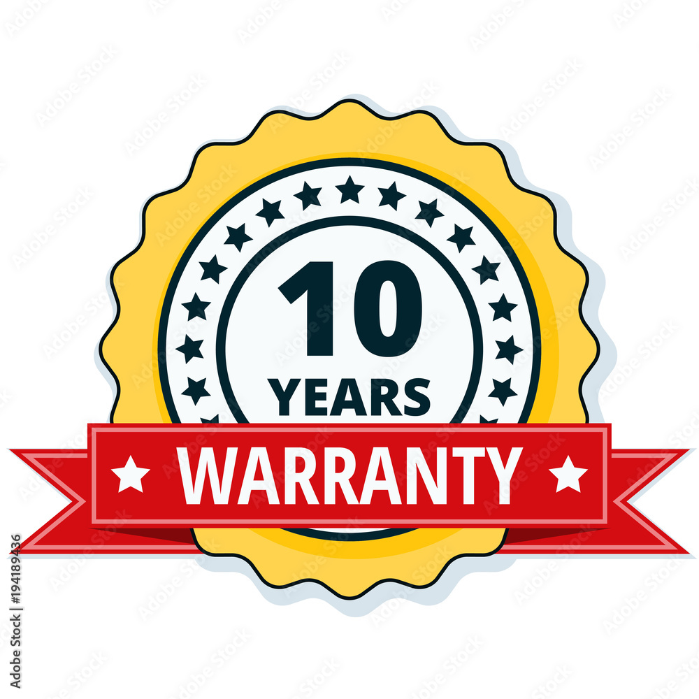 10 Year Warranty Label illustration 10 Year Warranty Label illustration