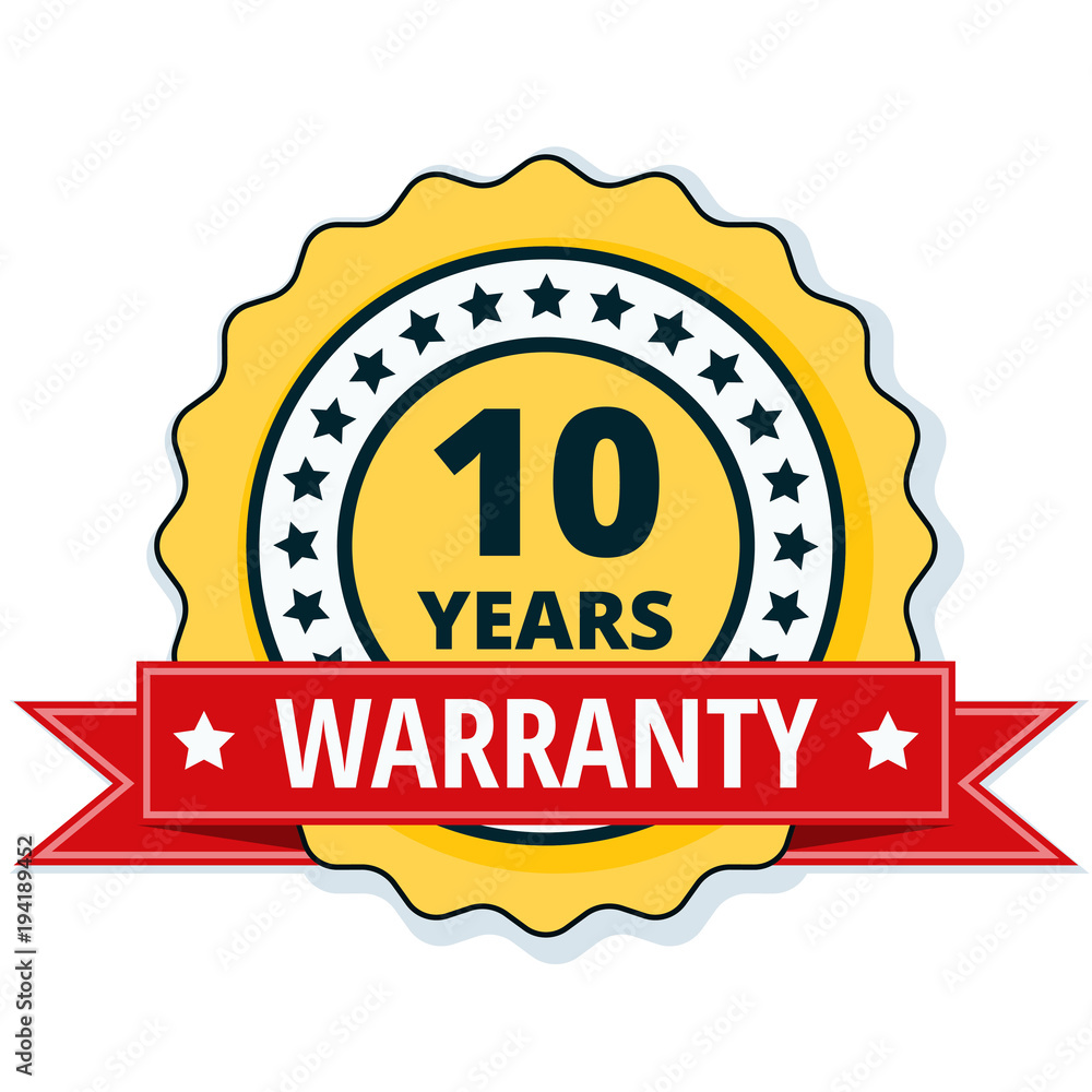 10 Year Warranty Label illustration 10 Year Warranty Label illustration