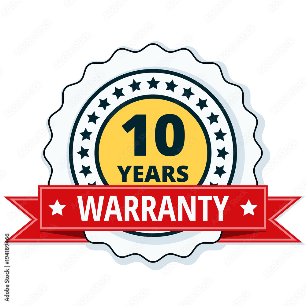 10 Year Warranty Label illustration 10 Year Warranty Label illustration
