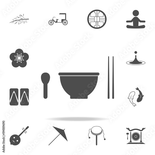 Spoon, cup, sticks icon. Set of Chinese culture icons. Web Icons Premium quality graphic design. Signs and symbols collection, simple icons for websites, web design, mobile app
