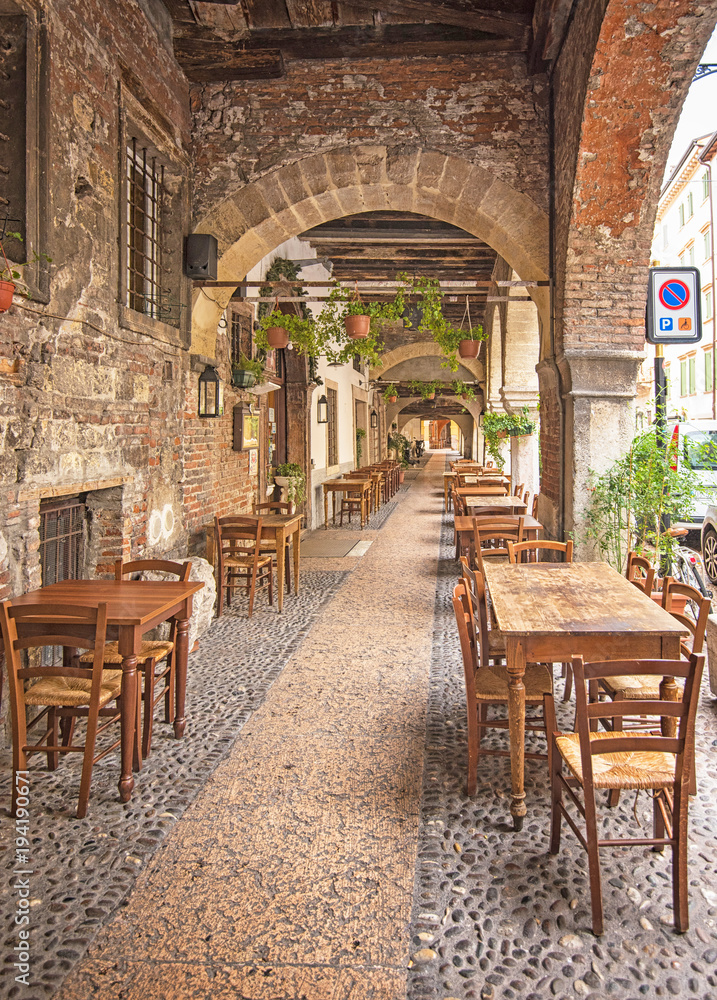 Restaurant in the old town of Verona, Italy