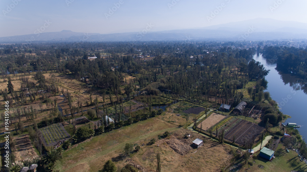 Xochimilco, famous wetlands from Mexico City, Aerial view, Xochimilco, famous wetlands from Mexico City, Aerial view,