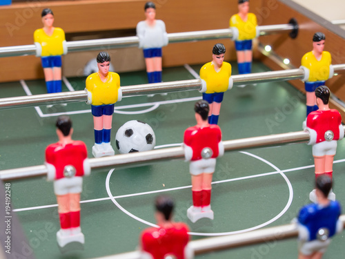 table football detail of colorful player (figurines)