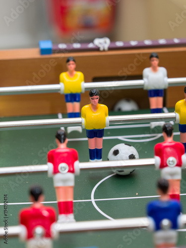 table football detail of colorful player (figurines)