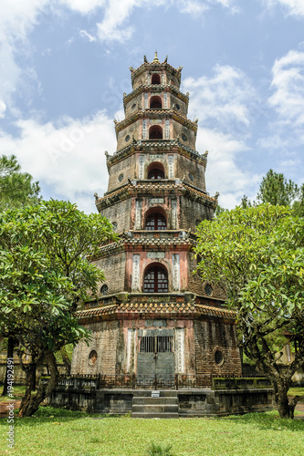 sight of the pagoda Thien Mu in the city of Hue, Vietnam.