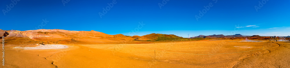 Fototapeta premium Martial Landscapes - Geothermal active zones called Hverir on Iceland