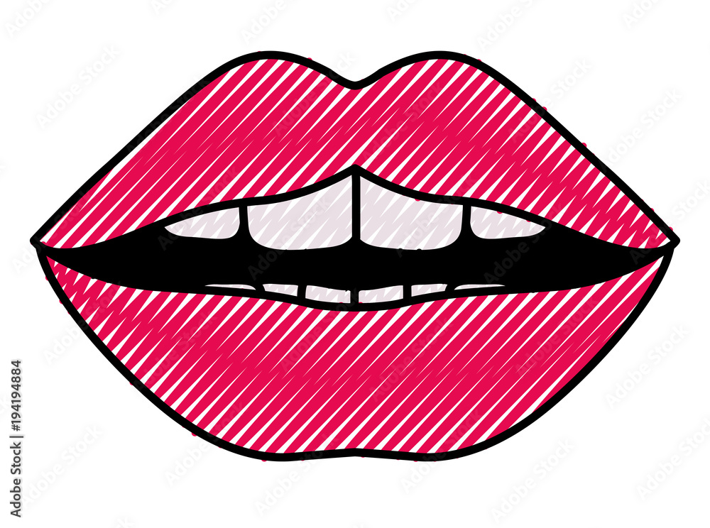 sensuality lips with teeth vector illustration design