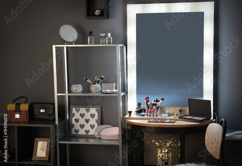 Interior of modern makeup room