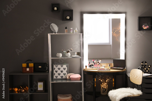 Interior of modern makeup room