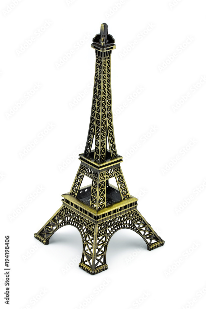 Statue of eiffel tower isolated on white background