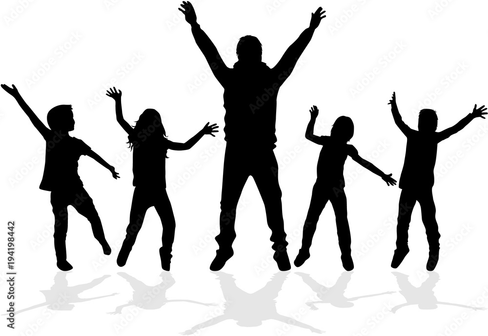 Dancing silhouettes of children. Dancing silhouettes of children.