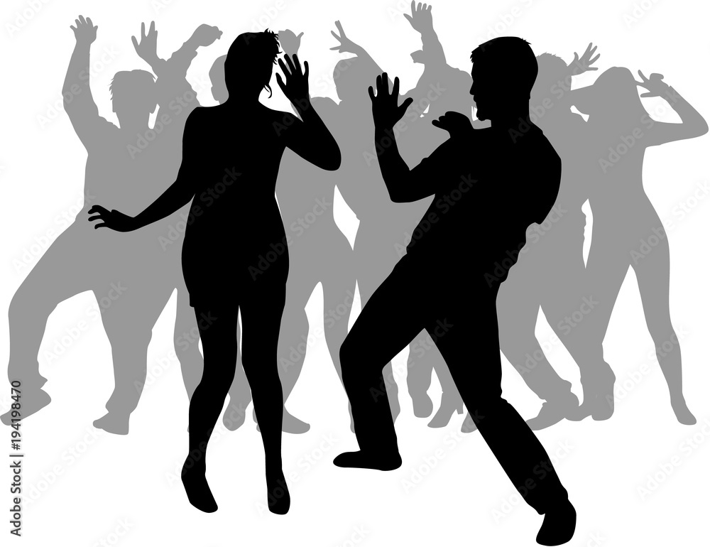 Fototapeta premium Dancing people silhouettes. Vector work.