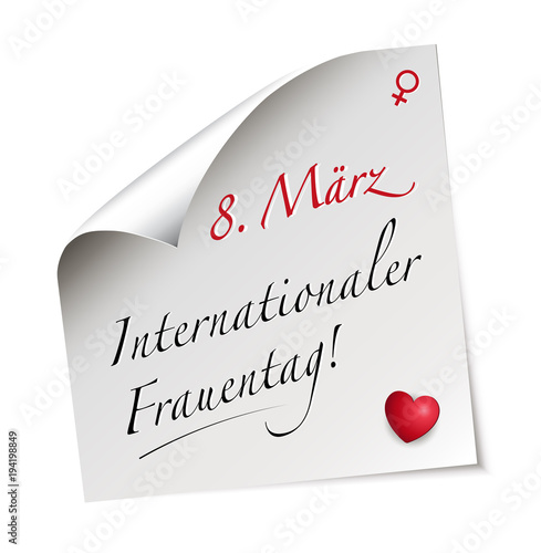 Internationaler Frauentag,
Karte zum Weltfrauentag,
Zettel als Erinnerung,
Vektor Illustration isoliert auf weißem Hintergrund 