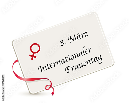 Internationaler Frauentag,
Karte zum Weltfrauentag,
Karte mit Venus Symbol mit Datum,
Vektor Illustration isoliert auf weißem Hintergrund 