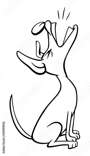 barking or howling dog cartoon coloring book