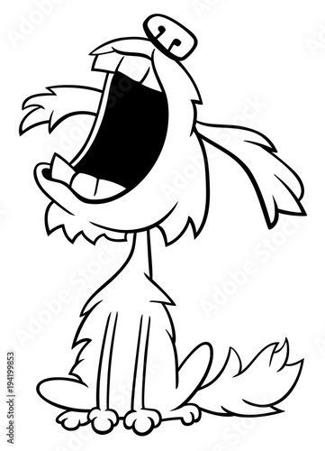 barking or howling shaggy dog cartoon coloring book
