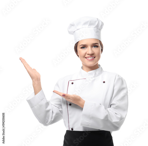 Portrait of female chef on ...