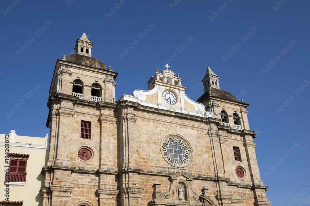 View of colonial architecture and San Pedro Claver church in Cartagena, Colombia View of colonial architecture and San Pedro Claver church in Cartagena, Colombia