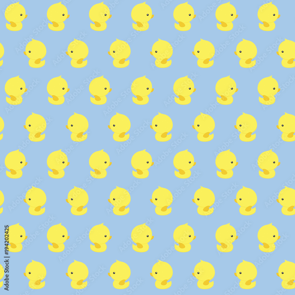 seamless pattern with cute baby rubber ducks on blue background, design for baby and child, can be used for invitations, nursery art decor, newborn baby decoration and baby shower seamless pattern with cute baby rubber ducks on blue background, design for baby and child, can be used for invitations, nursery art decor, newborn baby decoration and baby shower