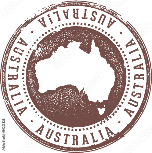 Vintage Australia Country Travel Stamp