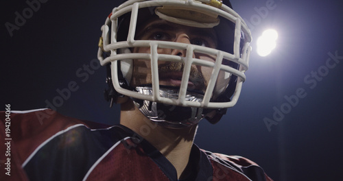 Closeup Portrait Of American Football Player