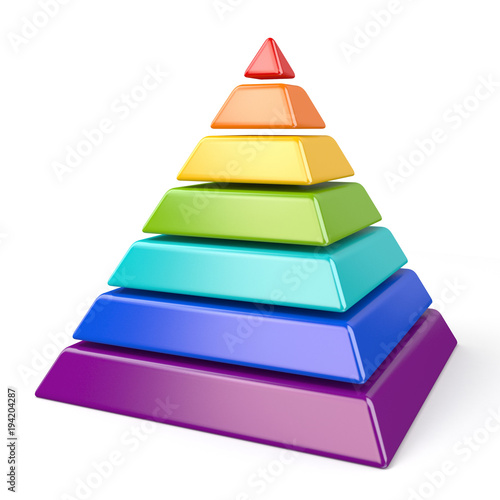 Colorful pyramid with seven levels 3D