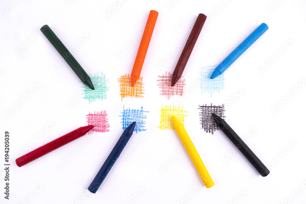 the colored scribbles made with wax crayons