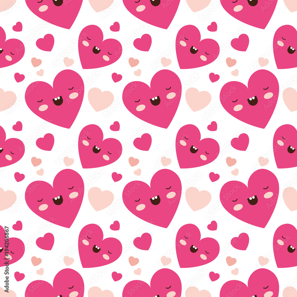 cute heart love kawaii pattern vector illustration design cute heart love kawaii pattern vector illustration design