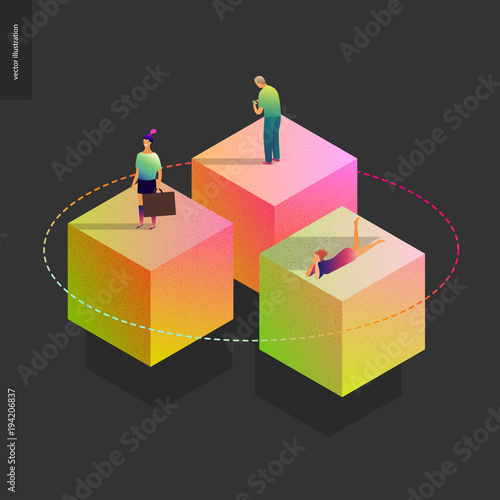Network concept vector illustration - scheme showing users connection and interaction