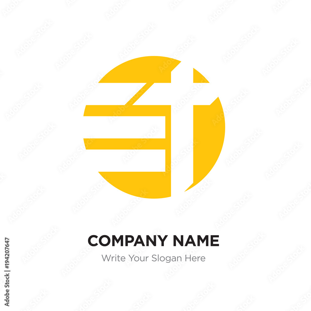 Abstract letter Et tE logo design template, yellow Alphabet initial letters company name concept. Flat thin line segments connected to each other Abstract letter Et tE logo design template, yellow Alphabet initial letters company name concept. Flat thin line segments connected to each other