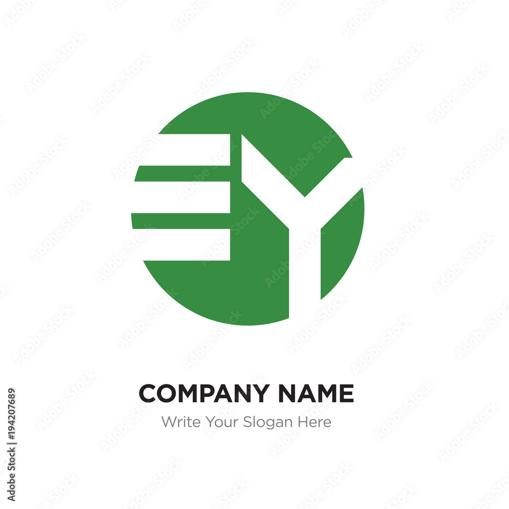 Abstract letter EY YE logo design template, green Alphabet initial