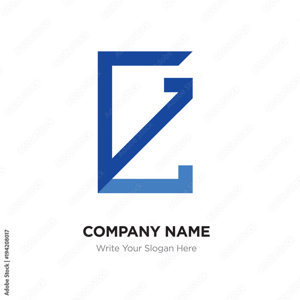Fototapeta premium Abstract letter GL,LG logo design template, blUE Alphabet initial letters company name concept. Flat thin line segments connected to each other