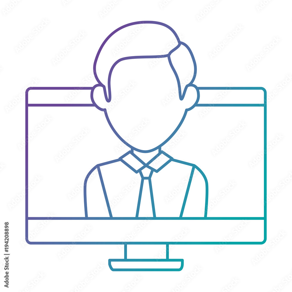 computyer with businessman user vector illustration design