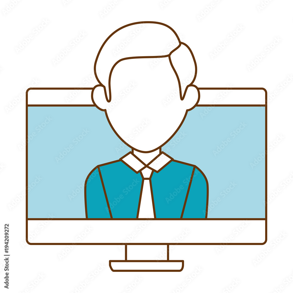 computyer with businessman user vector illustration design