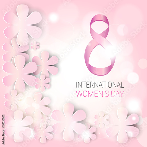 Happy Women Day Crad Or Invitation Background Pink Holiday Poster Design Vector Illustration