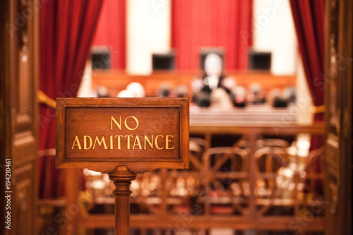 No admittance sign at court hearing