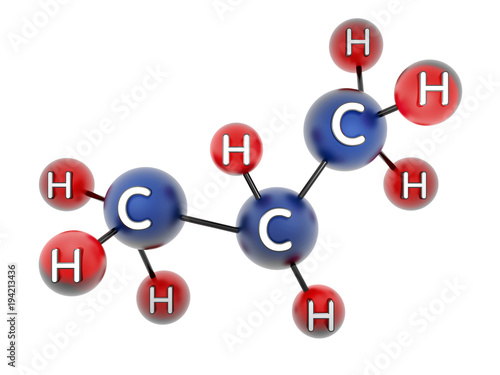 C3H8. Propane. Gas. 3d model. Isolated on white.
