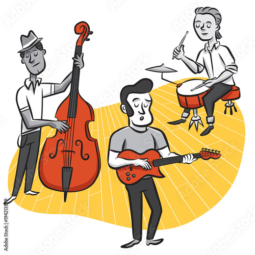 A trio of musicians play live music together