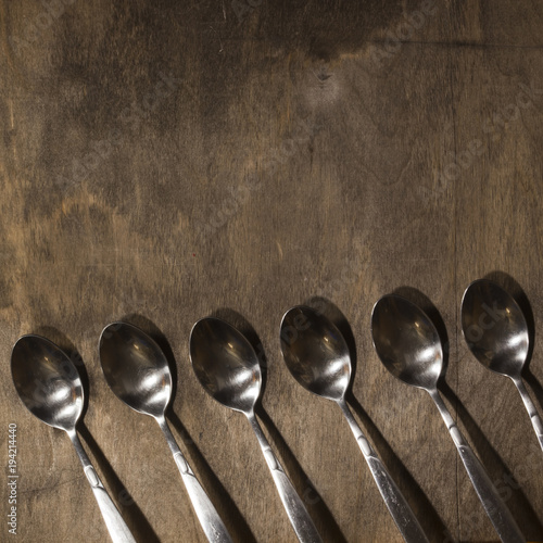 A number of metal spoons